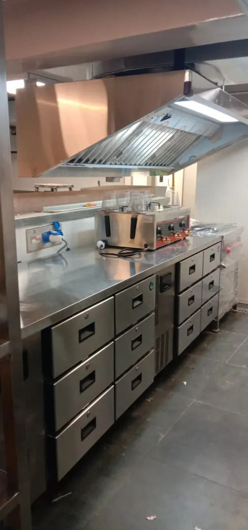 Six drawer undercounter refrigerator with toaster on top