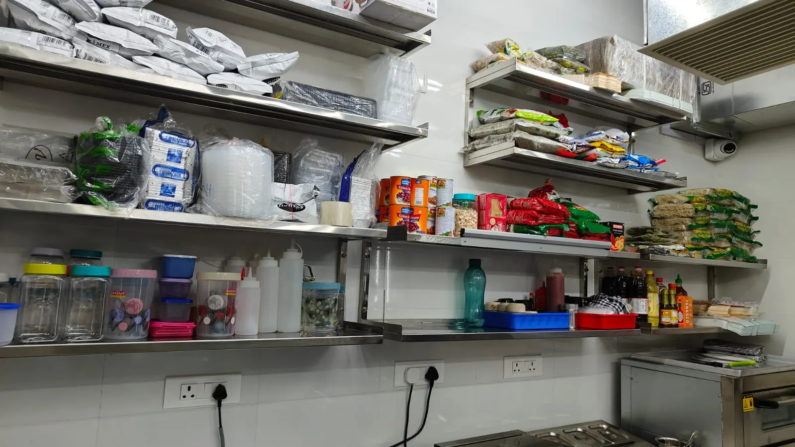 Stainless steel wall mounted shelves for dry storage